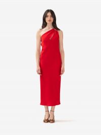 MAX MARA STUDIO Abito midi monospalla con dettaglio dorato Rosso