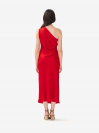 MAX MARA STUDIO Abito midi monospalla con dettaglio dorato Rosso