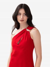 MAX MARA STUDIO Abito midi monospalla con dettaglio dorato Rosso