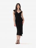 MAX MARA STUDIO Abito midi monospalla con dettaglio dorato Rosso