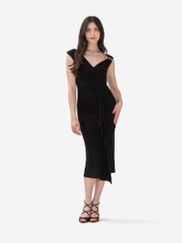 MAX MARA STUDIO Abito midi jersey con rouches Nero