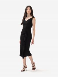 MAX MARA STUDIO Abito midi jersey con rouches Nero