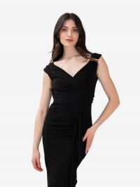 MAX MARA STUDIO Abito midi jersey con rouches Nero