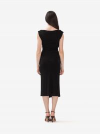 MAX MARA STUDIO Abito midi jersey con rouches Nero