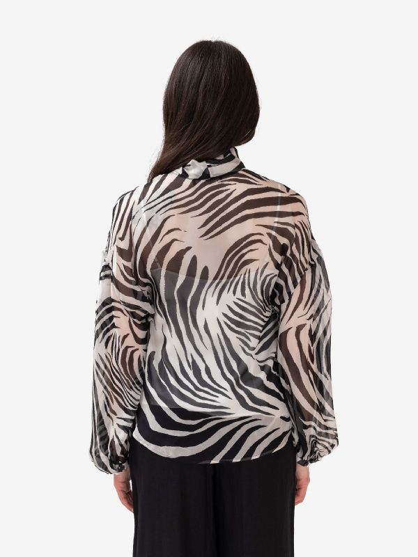 MAX MARA STUDIO Camicia seta zebrata con sciarpetta Zebrato
