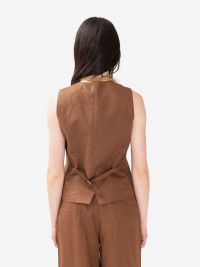 MAX MARA STUDIO Gilet lino Marrone