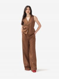 MAX MARA STUDIO Gilet lino Marrone