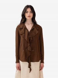 MAX MARA STUDIO Camicia m/l con rouches Marrone