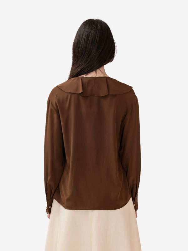MAX MARA STUDIO Camicia m/l con rouches Marrone