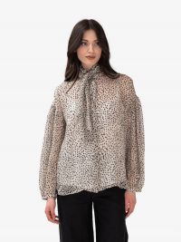 MAX MARA STUDIO Blusa con sciarpetta a pois Panna