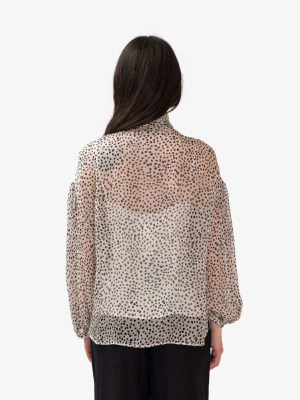 MAX MARA STUDIO Blusa con sciarpetta a pois Panna