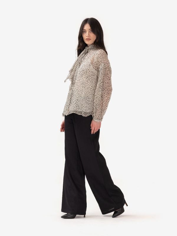 MAX MARA STUDIO Blusa con sciarpetta a pois Panna