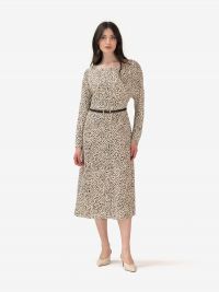 MAX MARA STUDIO Abito midi m/l a pois con cintura Panna