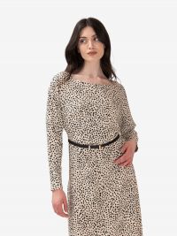 MAX MARA STUDIO Abito midi m/l a pois con cintura Panna