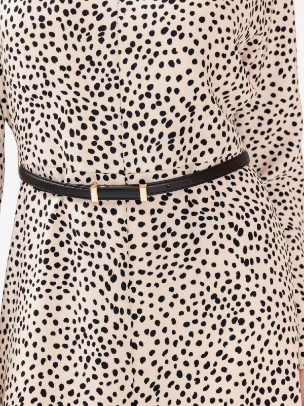 MAX MARA STUDIO Abito midi m/l a pois con cintura Panna