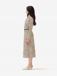 MAX MARA STUDIO Abito midi m/l a pois con cintura Panna