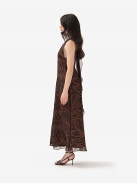 MAX MARA STUDIO Abito midi seta zebrato marrone/nero