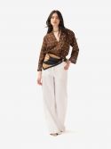 ERMANNO SCERVINO Camicia misto lino con ricami pizzo Azzurro