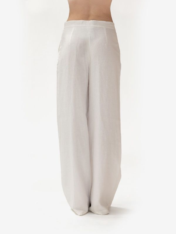 MAX MARA STUDIO Pantalone lino palazzo Bianco