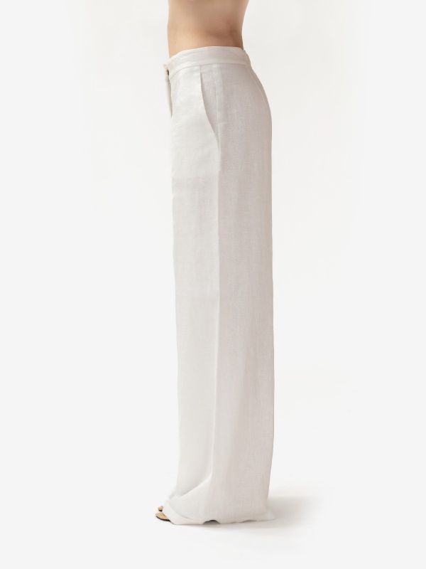 MAX MARA STUDIO Pantalone lino palazzo Bianco
