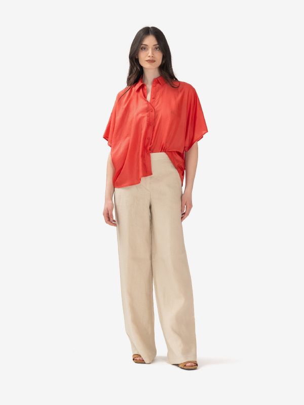 MAX MARA STUDIO Pantalone lino palazzo Beige