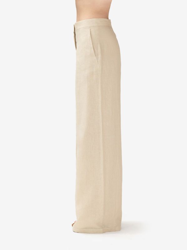 MAX MARA STUDIO Pantalone lino palazzo Beige