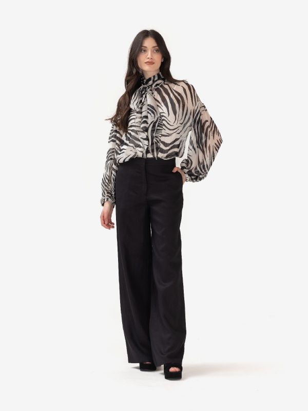 MAX MARA STUDIO Pantalone lino palazzo Nero