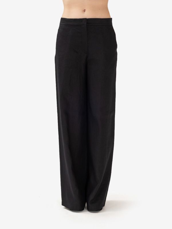 MAX MARA STUDIO Pantalone lino palazzo Nero