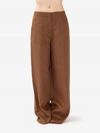 MAX MARA STUDIO Pantalone lino palazzo Marrone