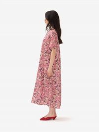 MOMONI' Abito lungo seta scollo a v fantasia fiori Multicolor