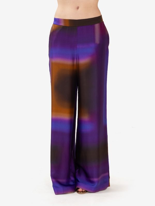 MOMONI' Pantalone palazzo fantasia Viola