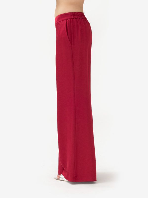 MOMONI' Pantalone palazzo viscosa Lampone