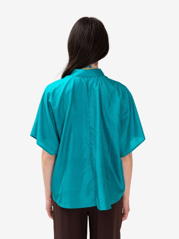 MOMONI' Camicia seta m/c verde smeraldo