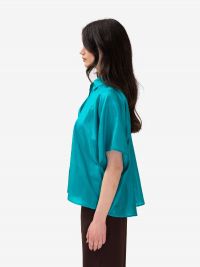 MOMONI' Camicia seta m/c verde smeraldo