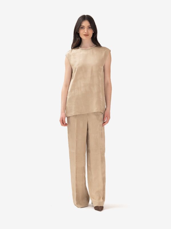 PESERICO Blusa smanicata tye/dye Beige