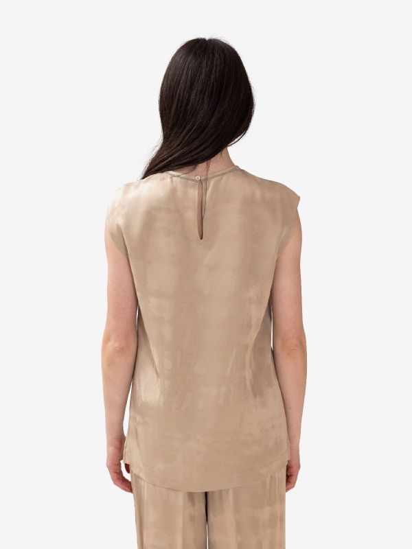 PESERICO Blusa smanicata tye/dye Beige