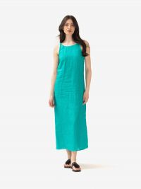 MOMONI' Abito lungo lino/cotone verde smeraldo