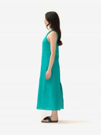 MOMONI' Abito lungo lino/cotone verde smeraldo