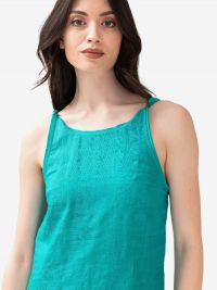 MOMONI' Abito lungo lino/cotone verde smeraldo