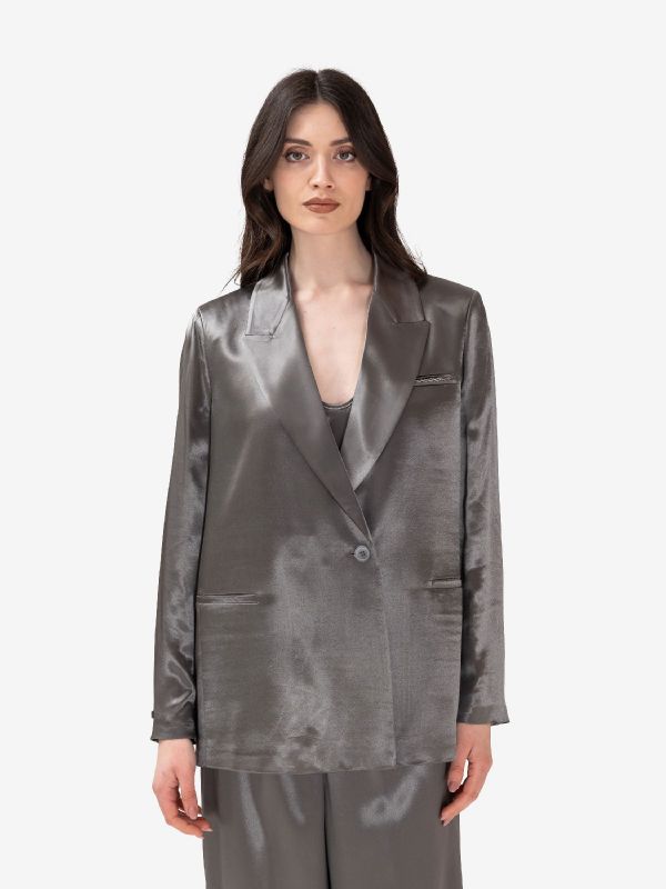 PESERICO Blazer seta grigio/verde 