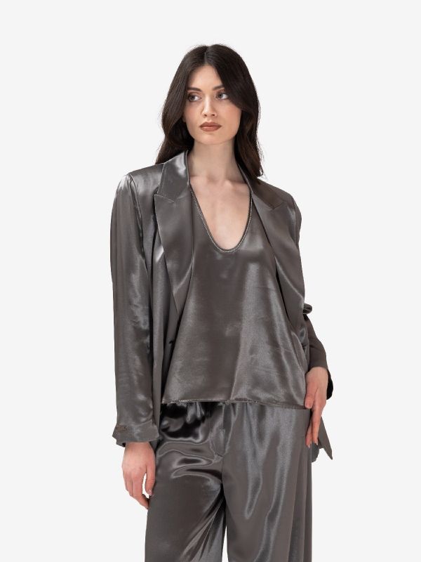 PESERICO Blazer seta grigio/verde 