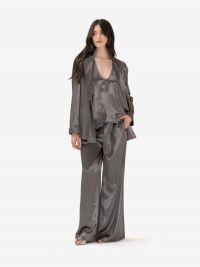 PESERICO Pantalone seta grigio/verde 