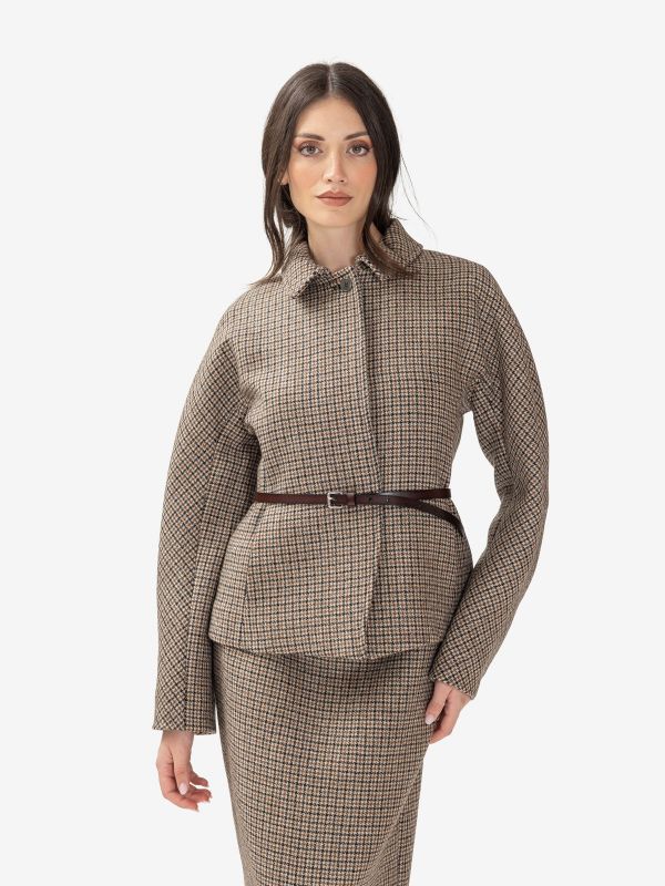 P.A.R.O.S.H. Blazer sfiancato pied de poule Beige