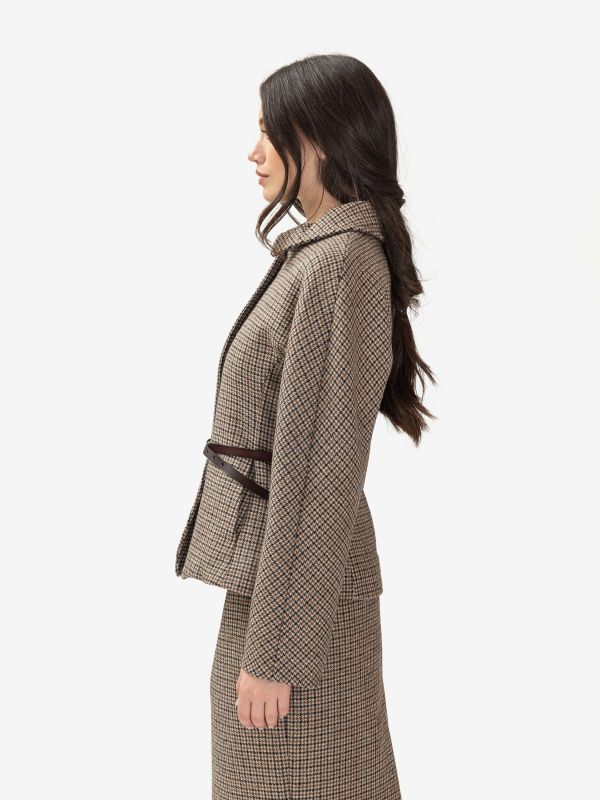 P.A.R.O.S.H. Blazer sfiancato pied de poule Beige