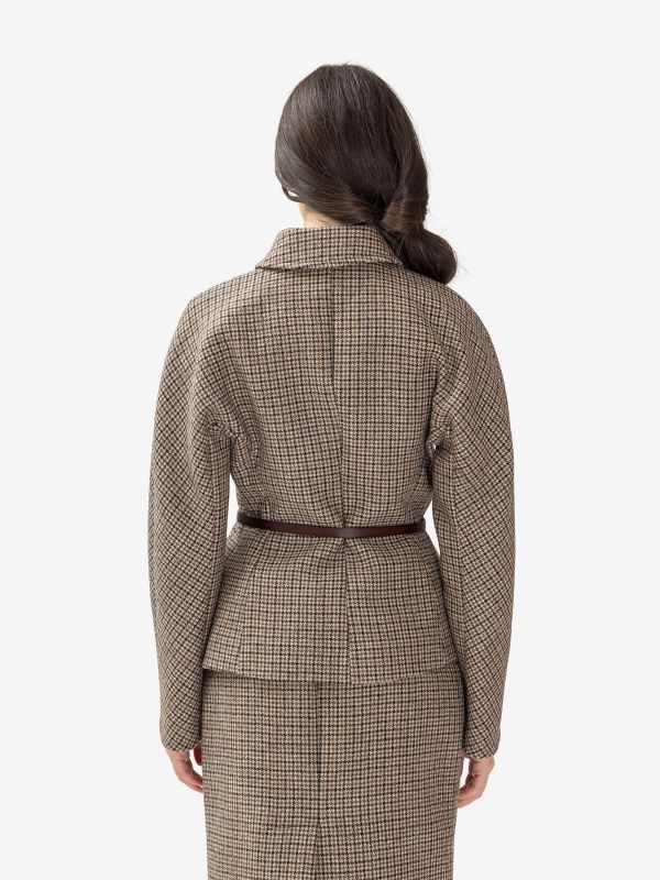 P.A.R.O.S.H. Blazer sfiancato pied de poule Beige