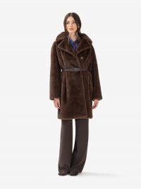 P.A.R.O.S.H. Ecopellicciotto lungo con cintura Marrone