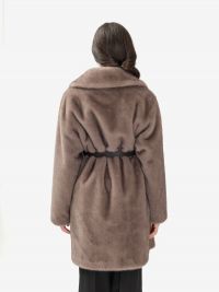 P.A.R.O.S.H. Ecopellicciotto lungo con cintura Tortora
