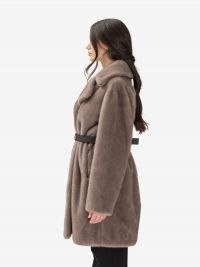 P.A.R.O.S.H. Ecopellicciotto lungo con cintura Tortora