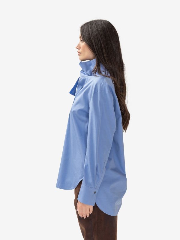 P.A.R.O.S.H. Camicia m/l popeline collo alto Celeste