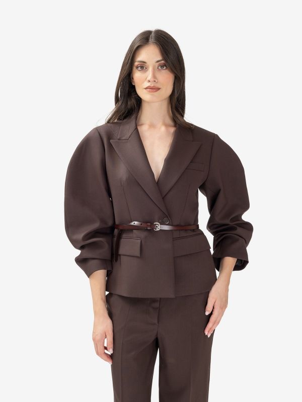 P.A.R.O.S.H. Blazer frescolana manica a palloncino con cintura 